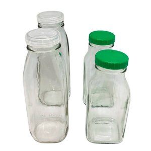 Clear glass bottles Set of 4